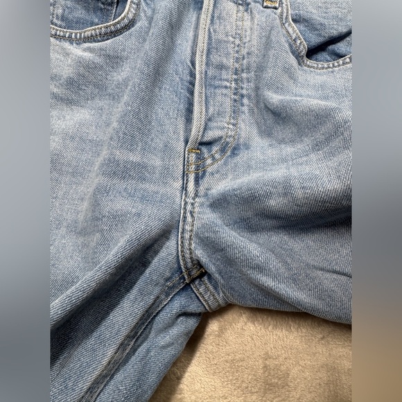 Frank & Eileen Monaghan Button Fly High Rise Raw Hem Straight Leg Mom Jeans 27 - Picture 5 of 16